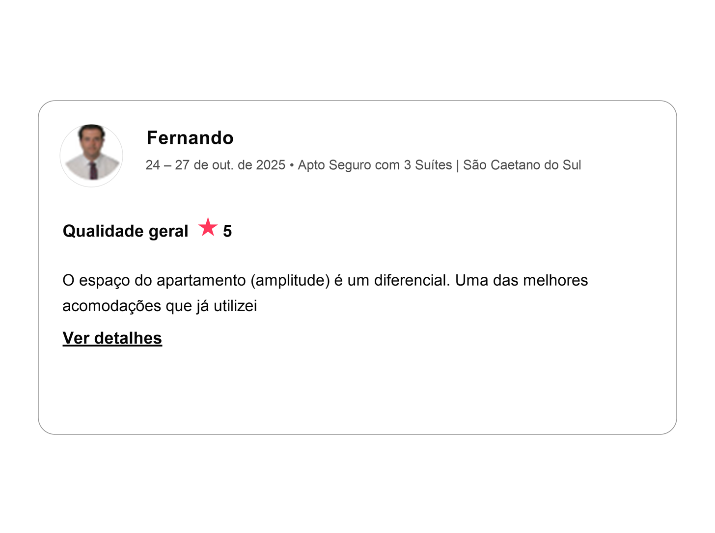 Avaliação cinco estrelas de Fernando